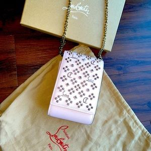 Christian louboutin pink studded cross body bag